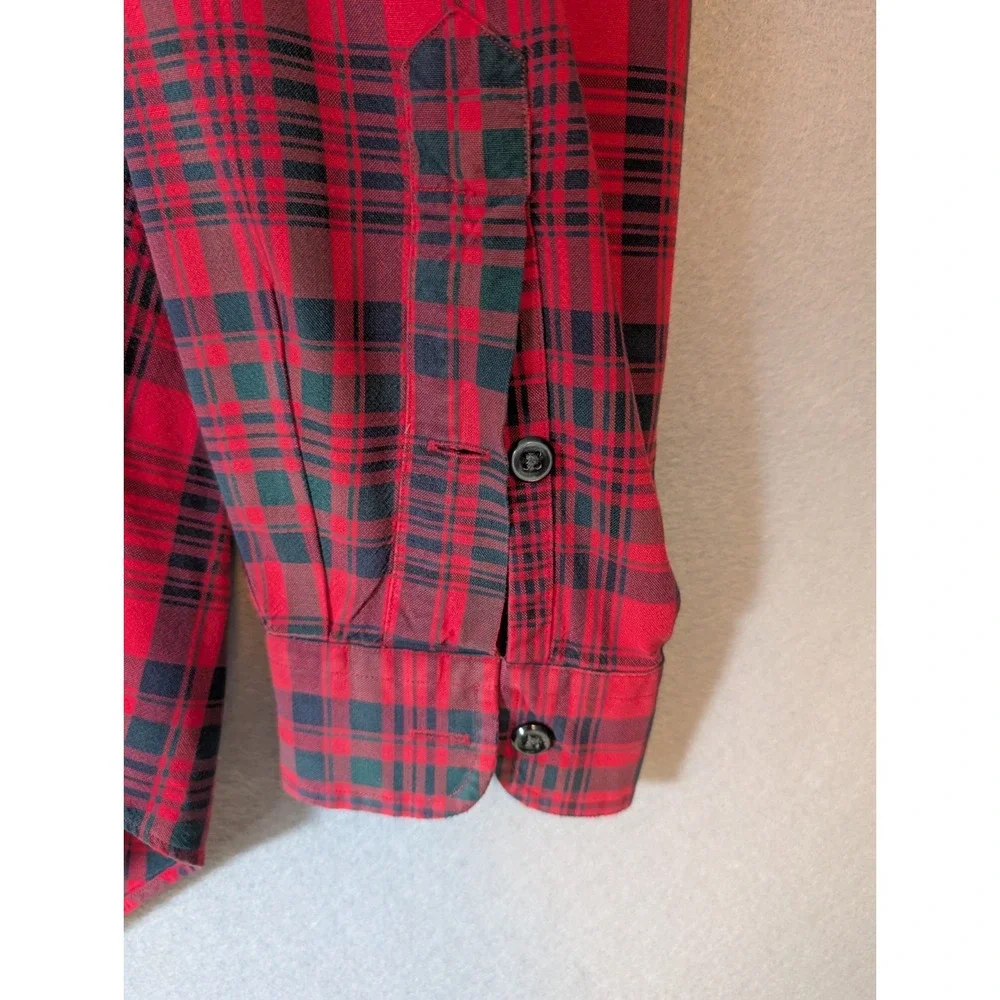 Vtg Polo Ralph Lauren GI Shirt Red Plaid Cotton Mens Large Button Up Long Sleeve